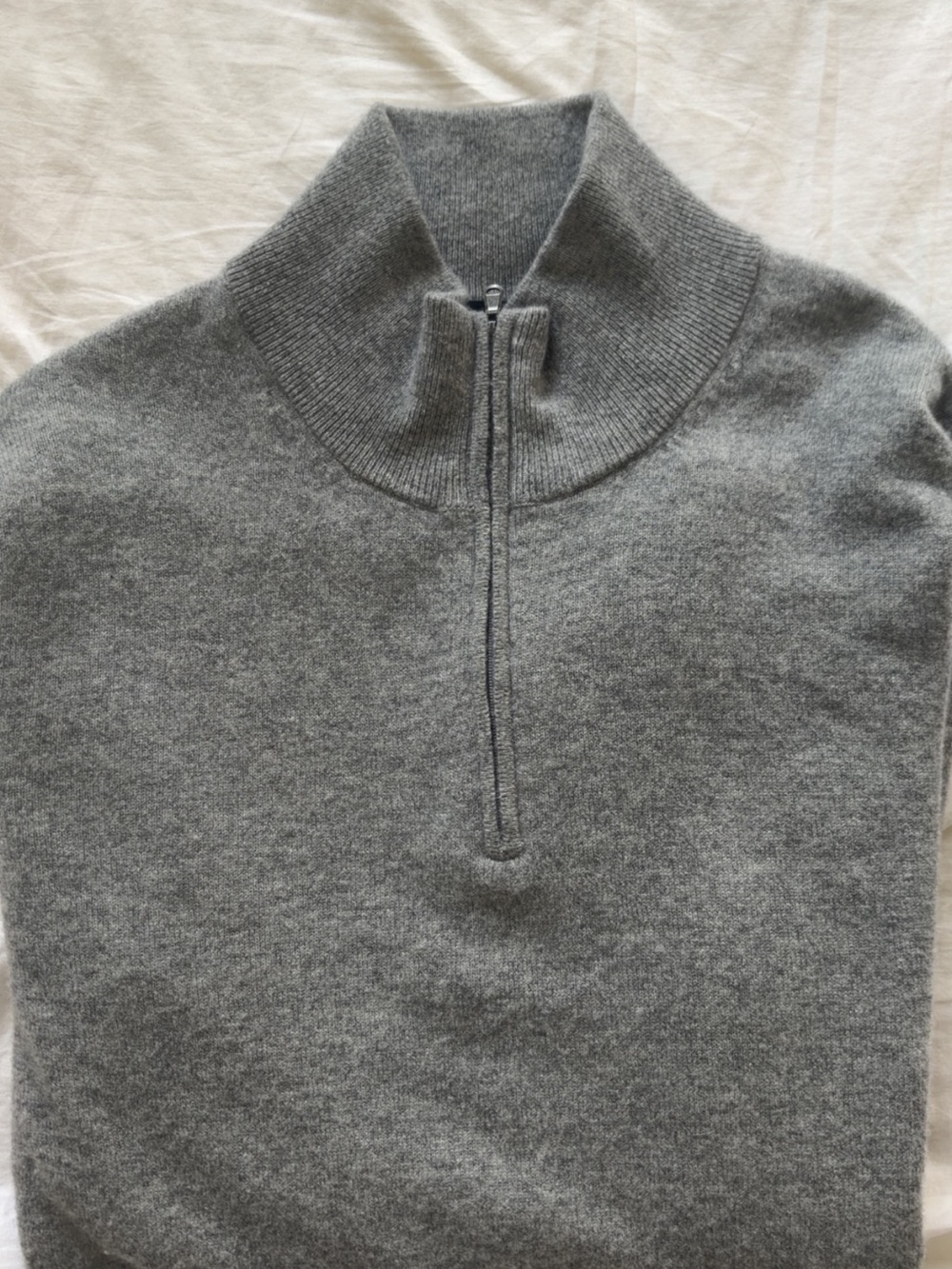 Cashmere Men's Half-Zip Mock Neck Sweater - Gray